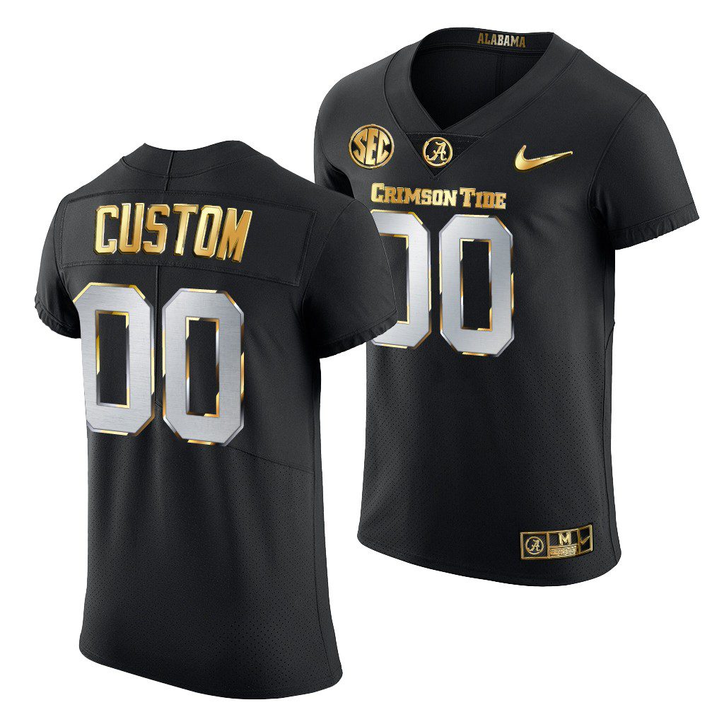Men's Alabama Crimson Tide Custom #00 2020-21 Black Golden Edition NCAA College Football Jersey